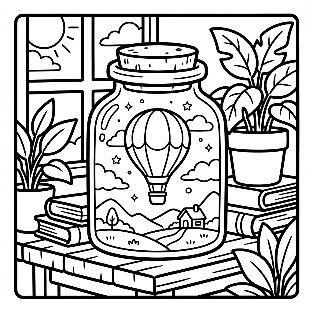 Love letter and heart in a jar, a great thick line coloring pages printable.